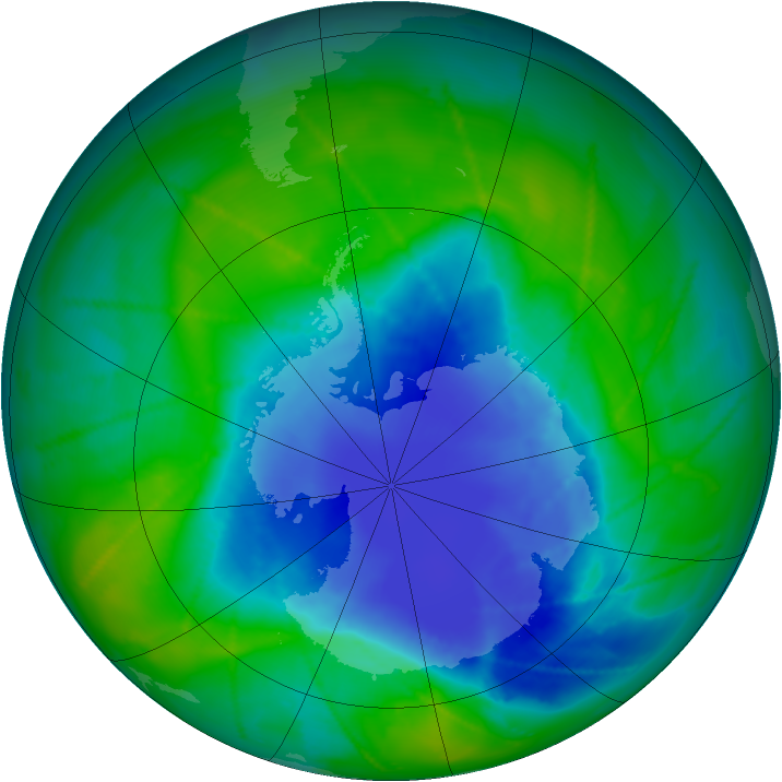 Antarctic ozone map for 08 December 2010